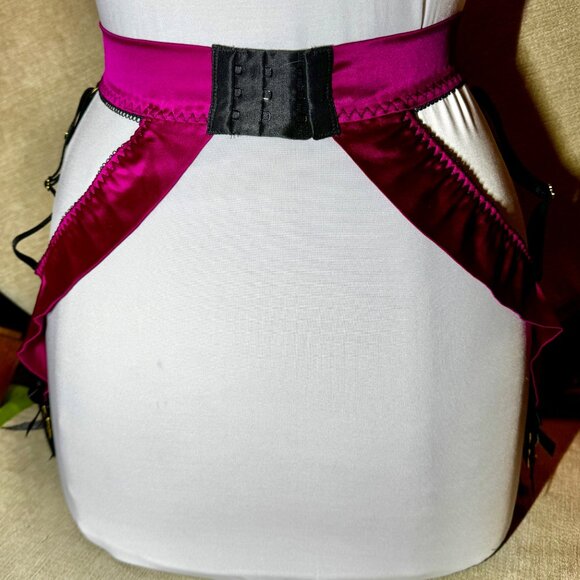 Bordelle Garter Belt Bright/Deep Fuchsia Pink, Size Small - Picture 7 of 15